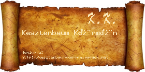 Kesztenbaum Kármán névjegykártya